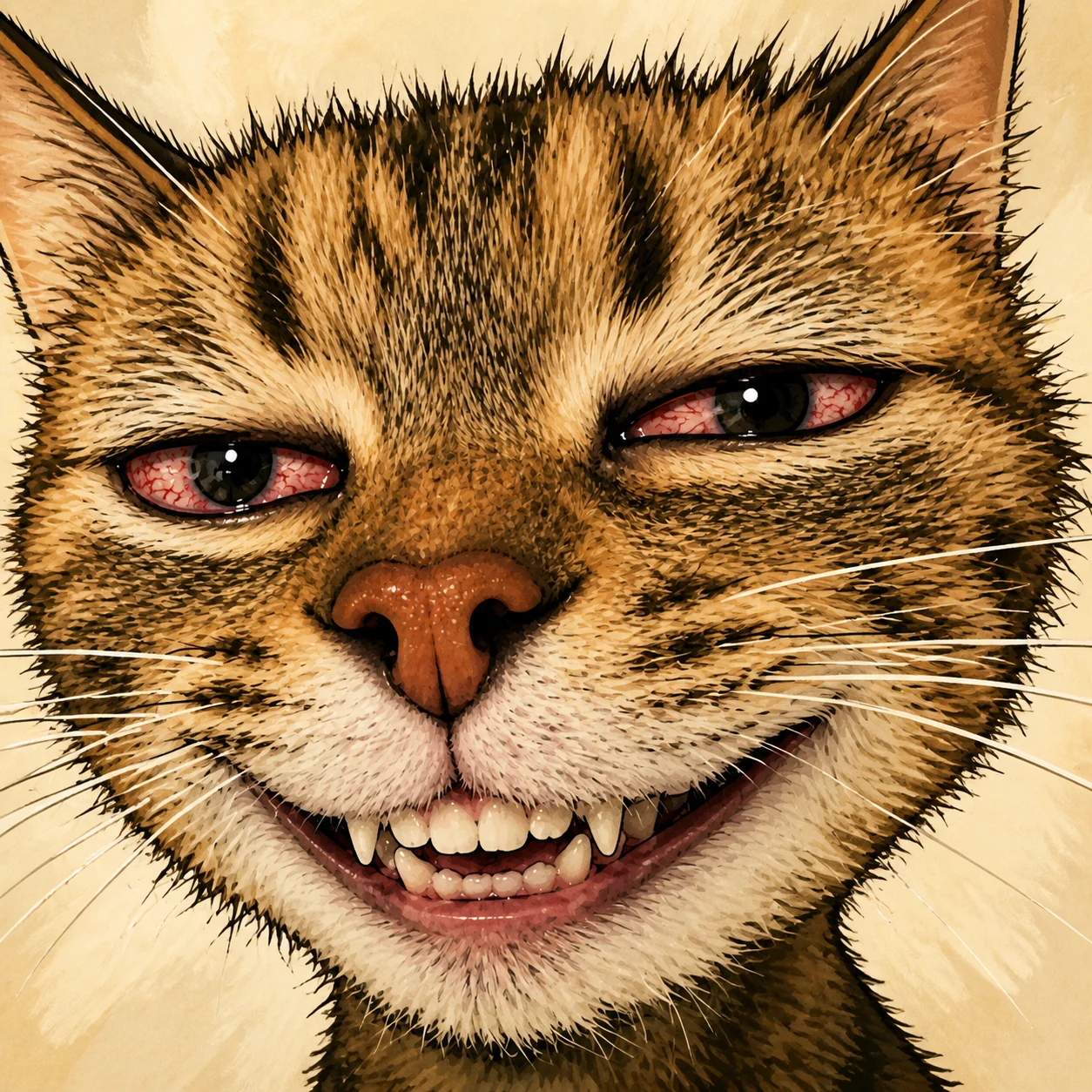 Smirking hand-drawn Rasta Cat